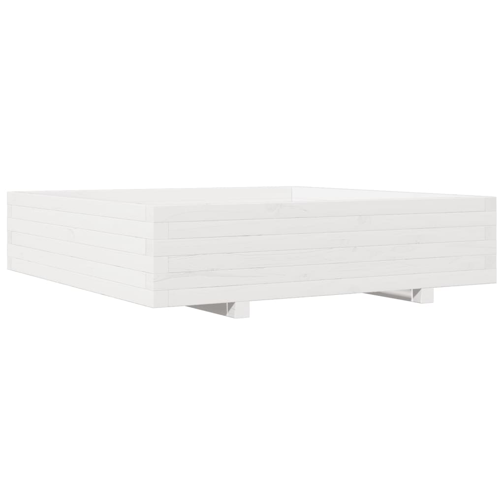 Odlingslåda Vit 100X100X26,5 Cm Massiv Furu