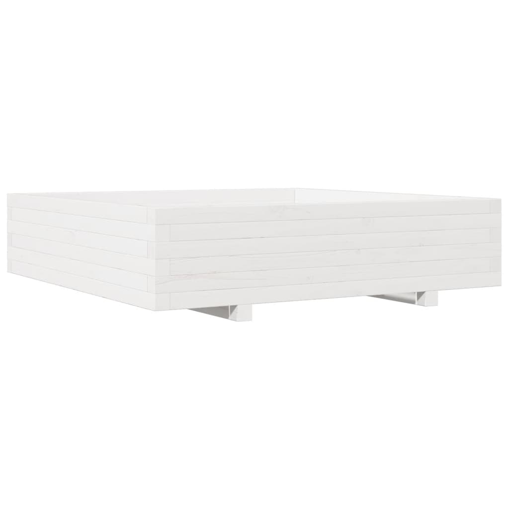 Odlingslåda Vit 100X100X26,5 Cm Massiv Furu