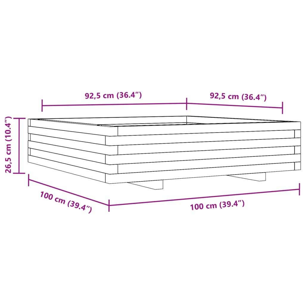 Odlingslåda Vaxbrun 100X100X26,5 Cm Massiv Furu