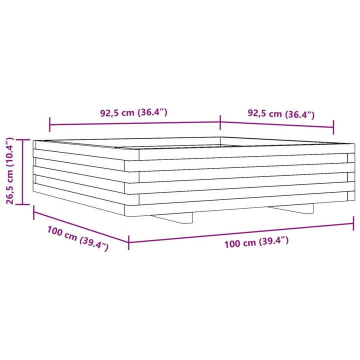 Odlingslåda Vaxbrun 100X100X26,5 Cm Massiv Furu