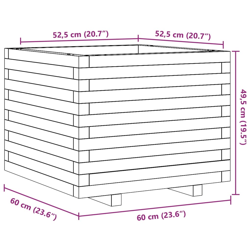 Odlingslåda Vit 60X60X49,5 Cm Massiv Furu