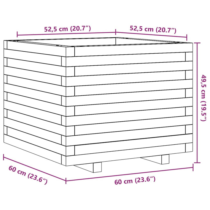 Odlingslåda Vit 60X60X49,5 Cm Massiv Furu