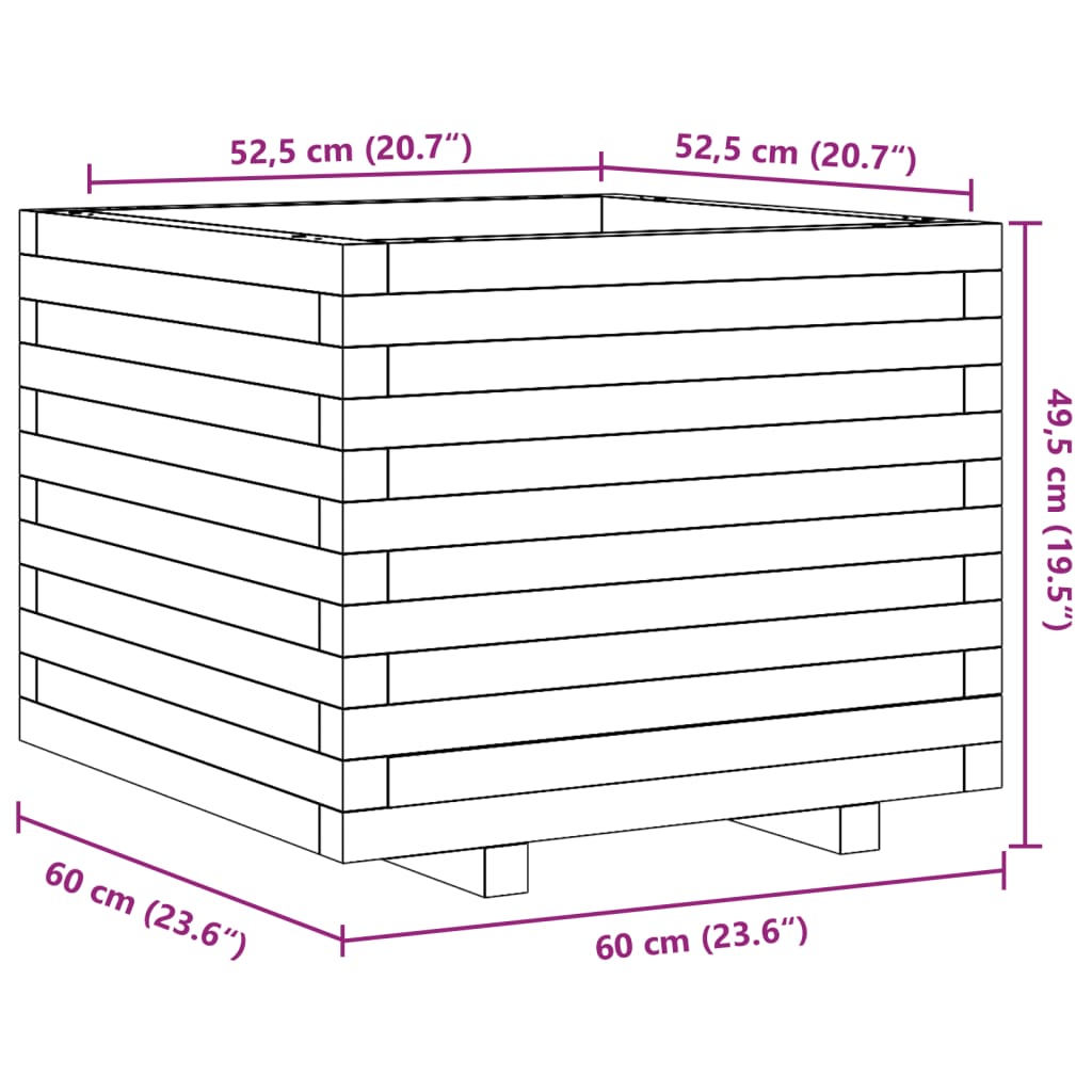 Odlingslåda Vaxbrun 60X60X49,5 Cm Massiv Furu