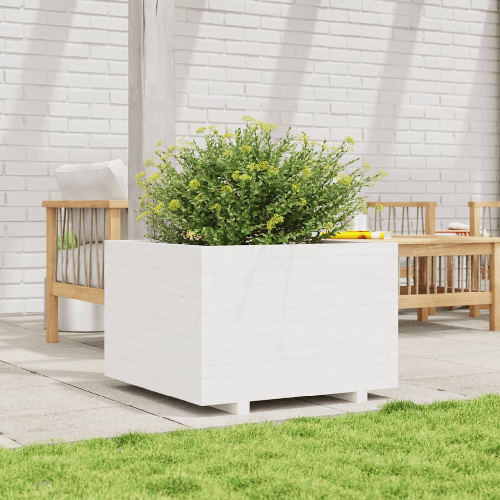 Odlingslåda Vit 70X70X49,5 Cm Massiv Furu