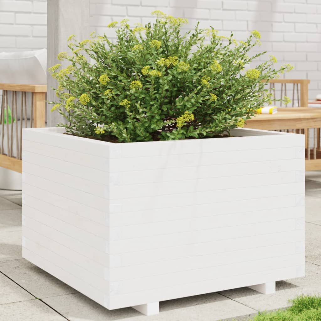 Odlingslåda Vit 70X70X49,5 Cm Massiv Furu