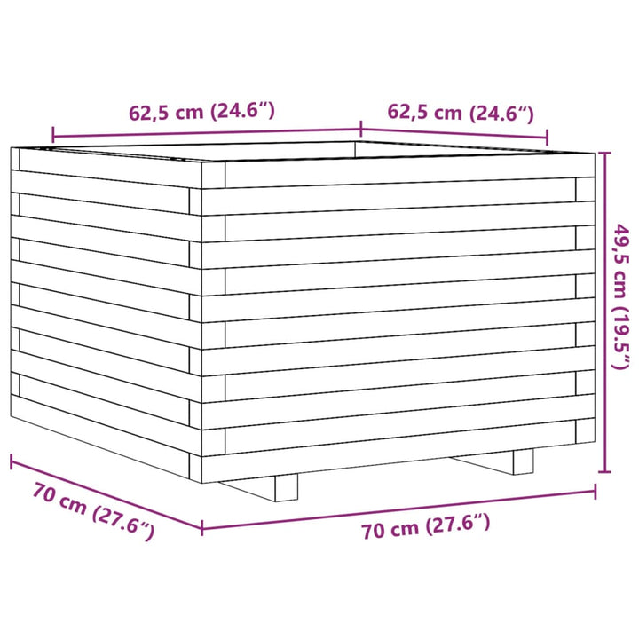 Odlingslåda Vaxbrun 70X70X49,5 Cm Massiv Furu