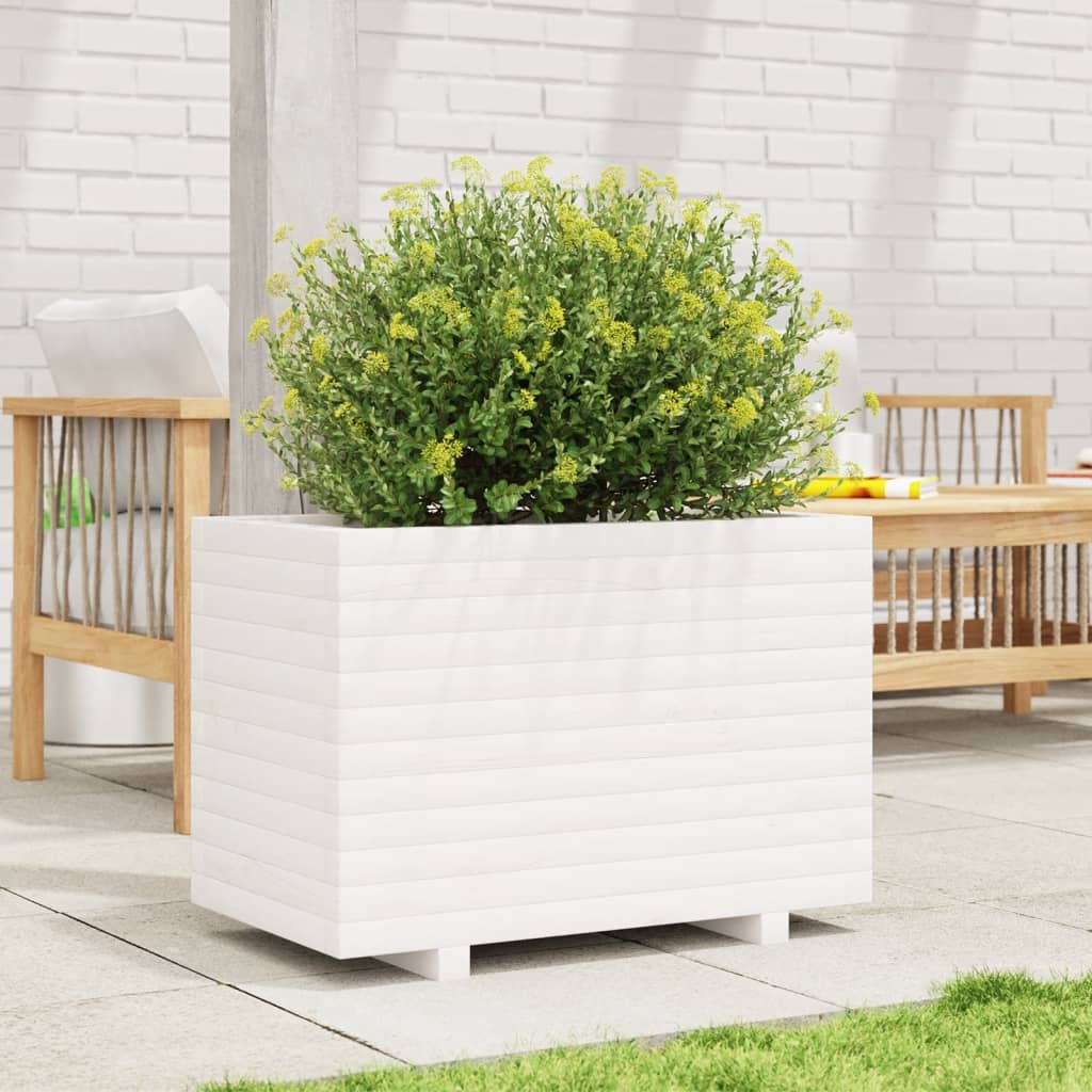 Odlingslåda Vit 70X40X49,5 Cm Massiv Furu