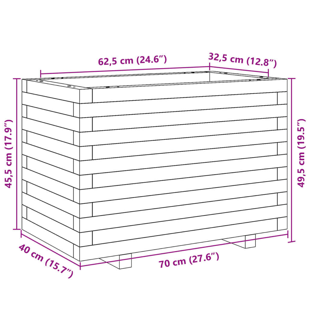 Odlingslåda Vit 70X40X49,5 Cm Massiv Furu