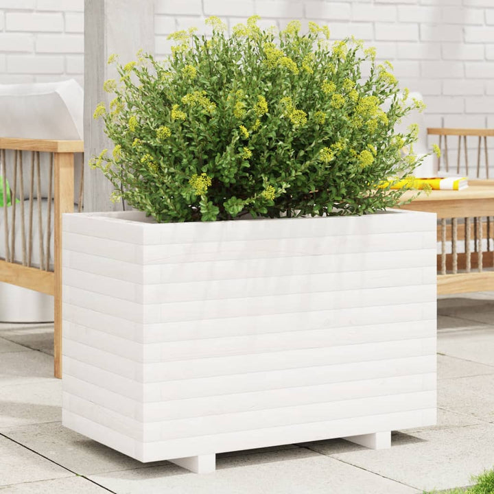 Odlingslåda Vit 70X40X49,5 Cm Massiv Furu