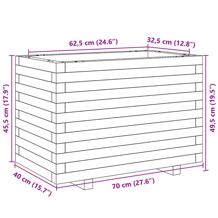 Odlingslåda Vaxbrun 70X40X49,5 Cm Massiv Furu