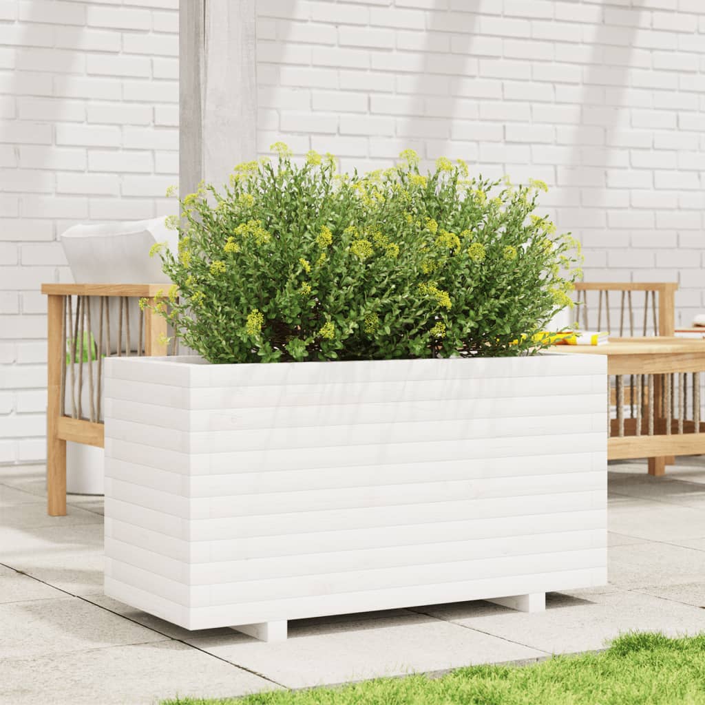 Odlingslåda Vit 90X40X49,5 Cm Massiv Furu