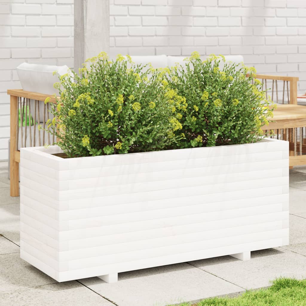 Odlingslåda Vit 110X40X49,5 Cm Massiv Furu