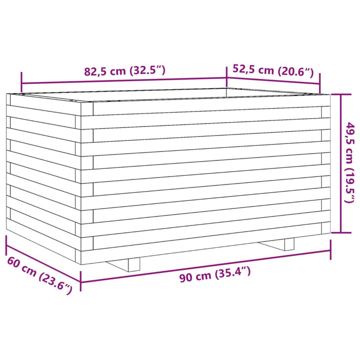Odlingslåda Vit 90X60X49,5 Cm Massiv Furu
