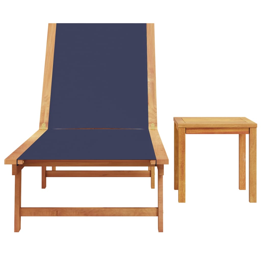 Solsäng Med Bord Massivt Akaciaträ Och Textilene
