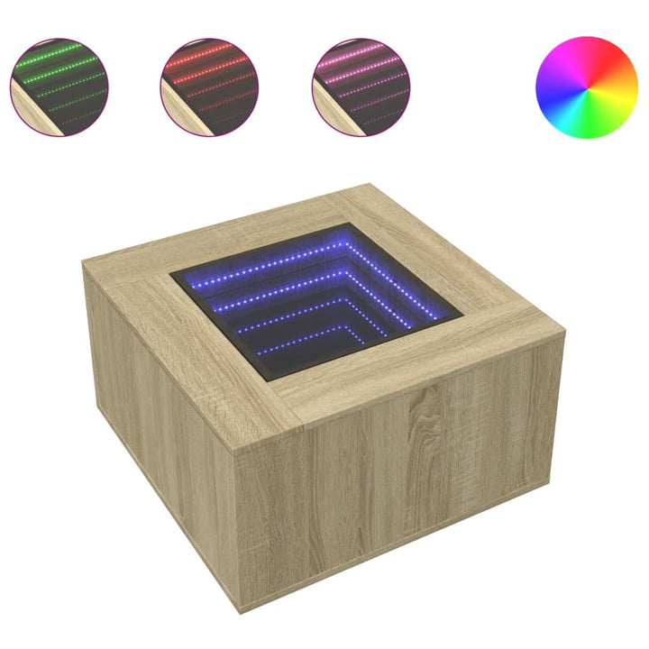 Soffbord Med Leds Sonoma-Ek Konstruerat Trä