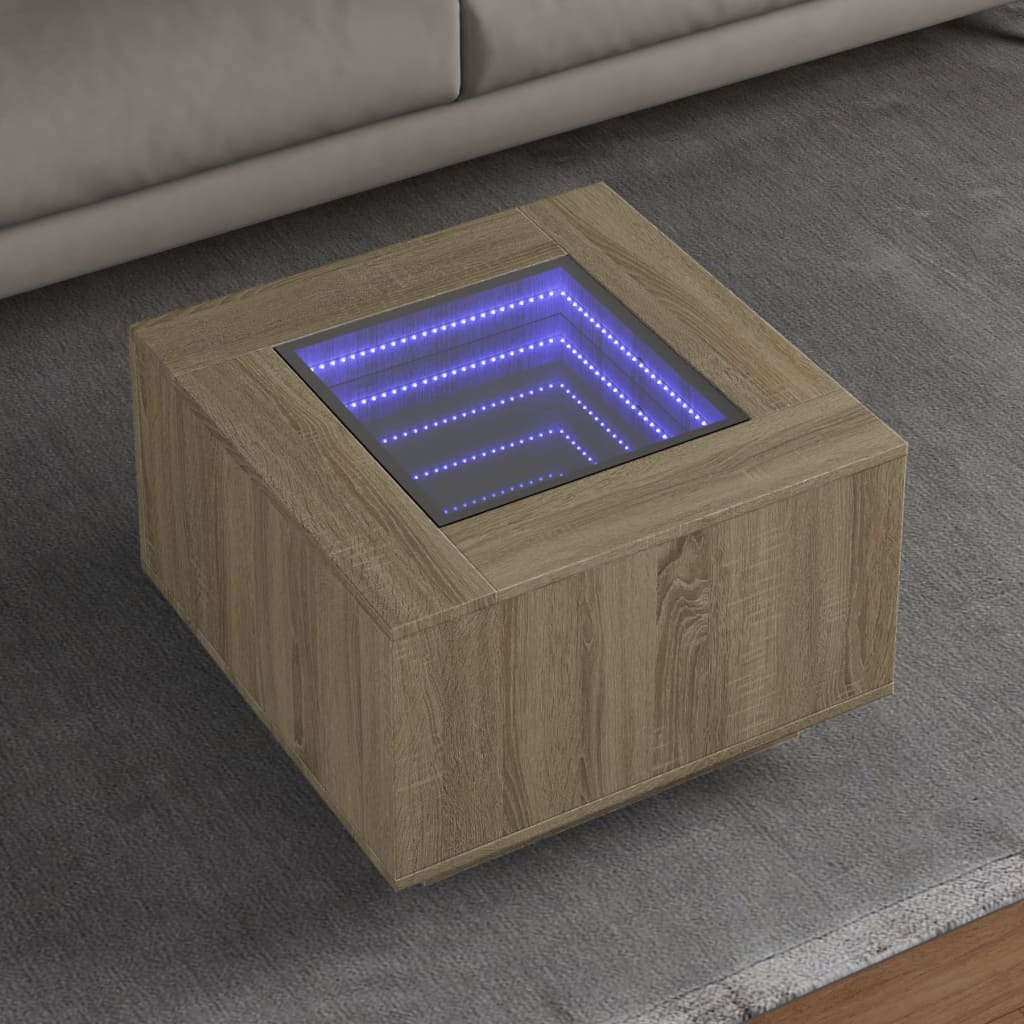 Soffbord Med Leds Sonoma-Ek Konstruerat Trä