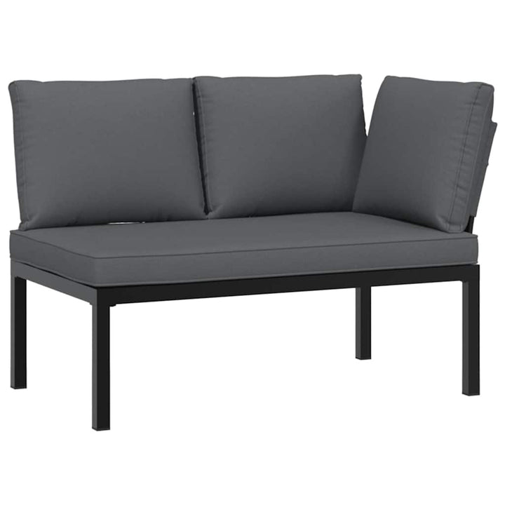 Trädgårdssoffa Med Dynor 3 Delar Svart Aluminium