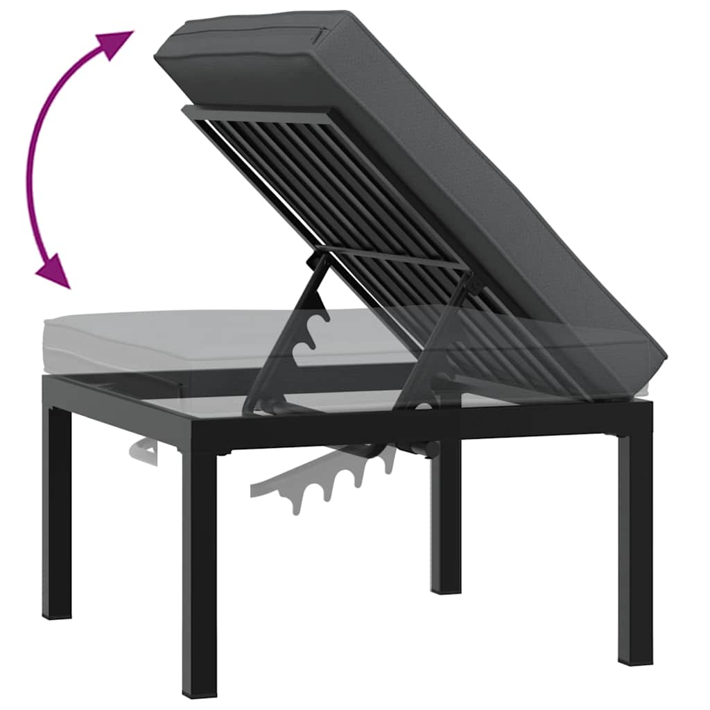 Trädgårdssoffa Med Dynor 3 Delar Svart Aluminium
