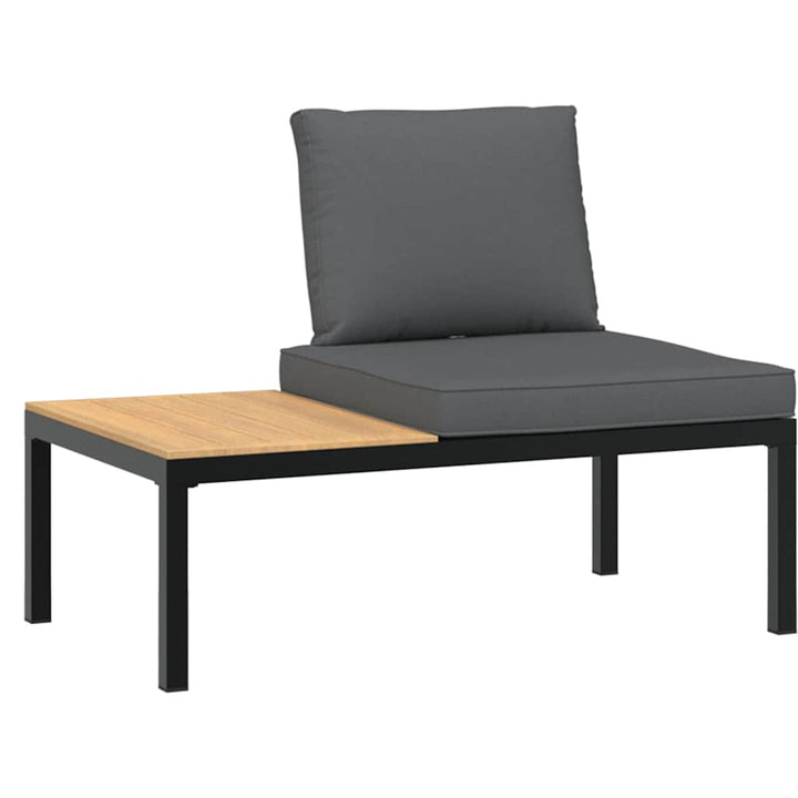 Trädgårdssoffa Med Dynor 4 Delar Svart Aluminium