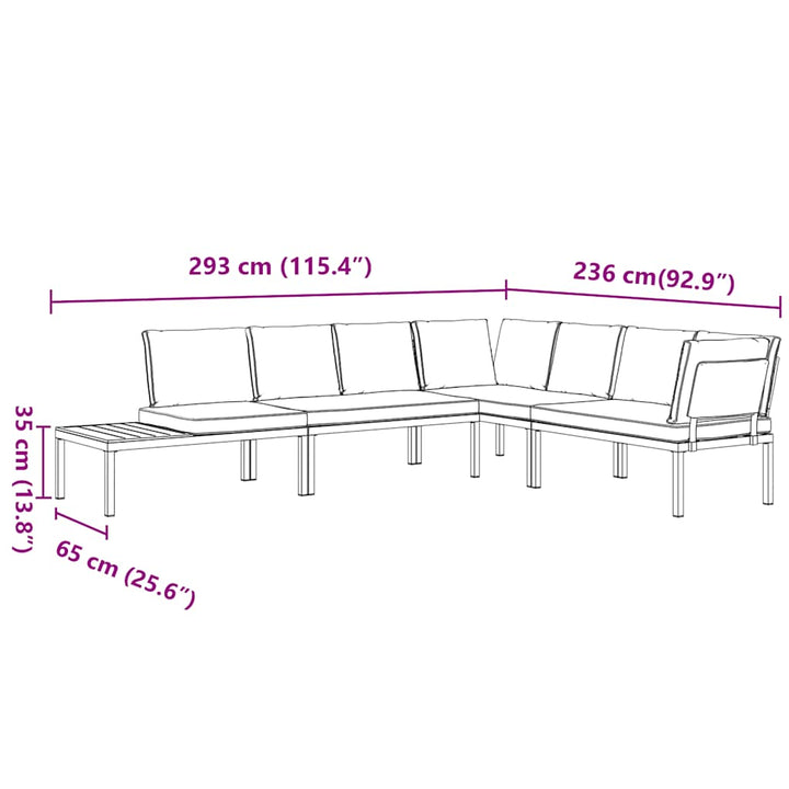 Trädgårdssoffa Med Dynor 4 Delar Svart Aluminium