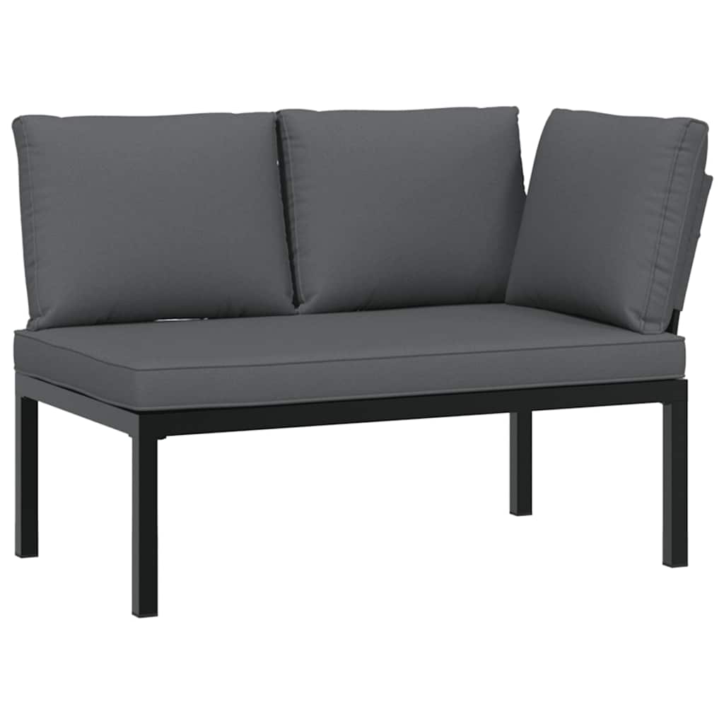 Trädgårdssoffa Med Dynor 3 Delar Svart Aluminium