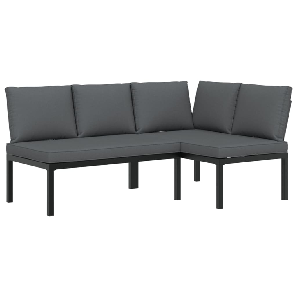 Trädgårdssoffa Med Dynor 2 Delar Svart Aluminium