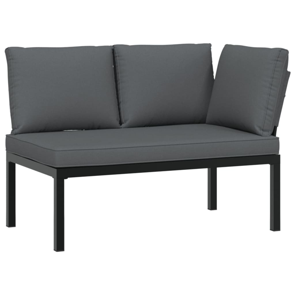 Trädgårdssoffa Med Dynor 2 Delar Svart Aluminium