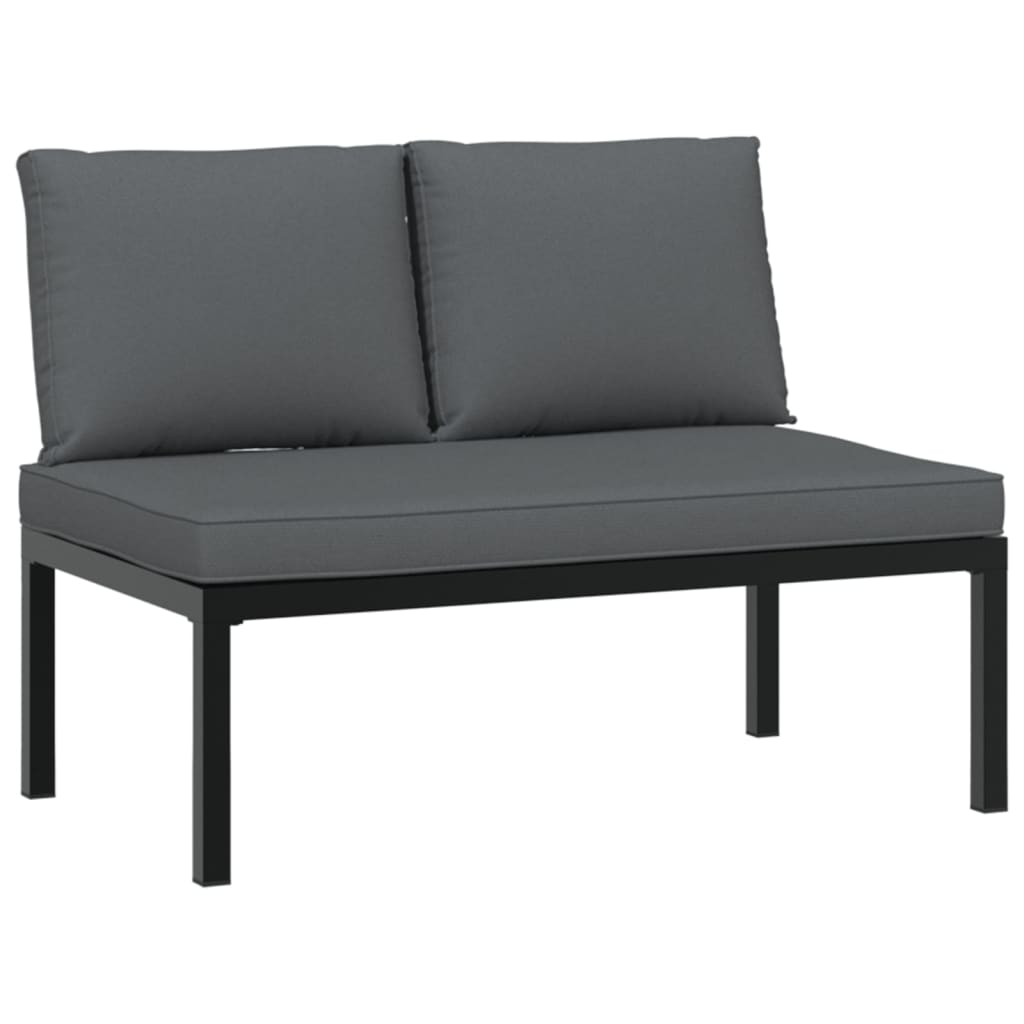 Trädgårdssoffa Med Dynor 2 Delar Svart Aluminium