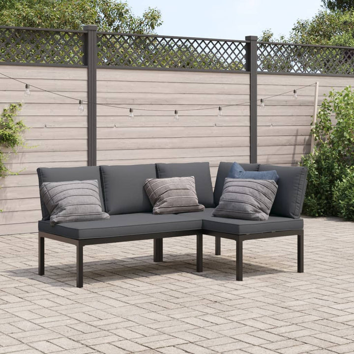 Trädgårdssoffa Med Dynor 2 Delar Svart Aluminium