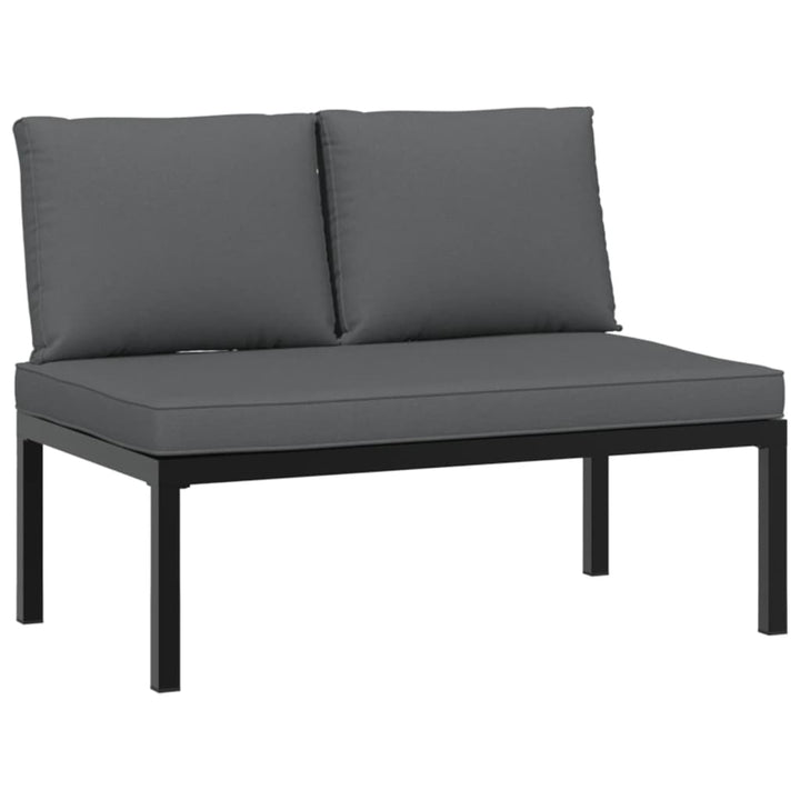 Trädgårdssoffa Med Dynor 3 Delar Svart Aluminium