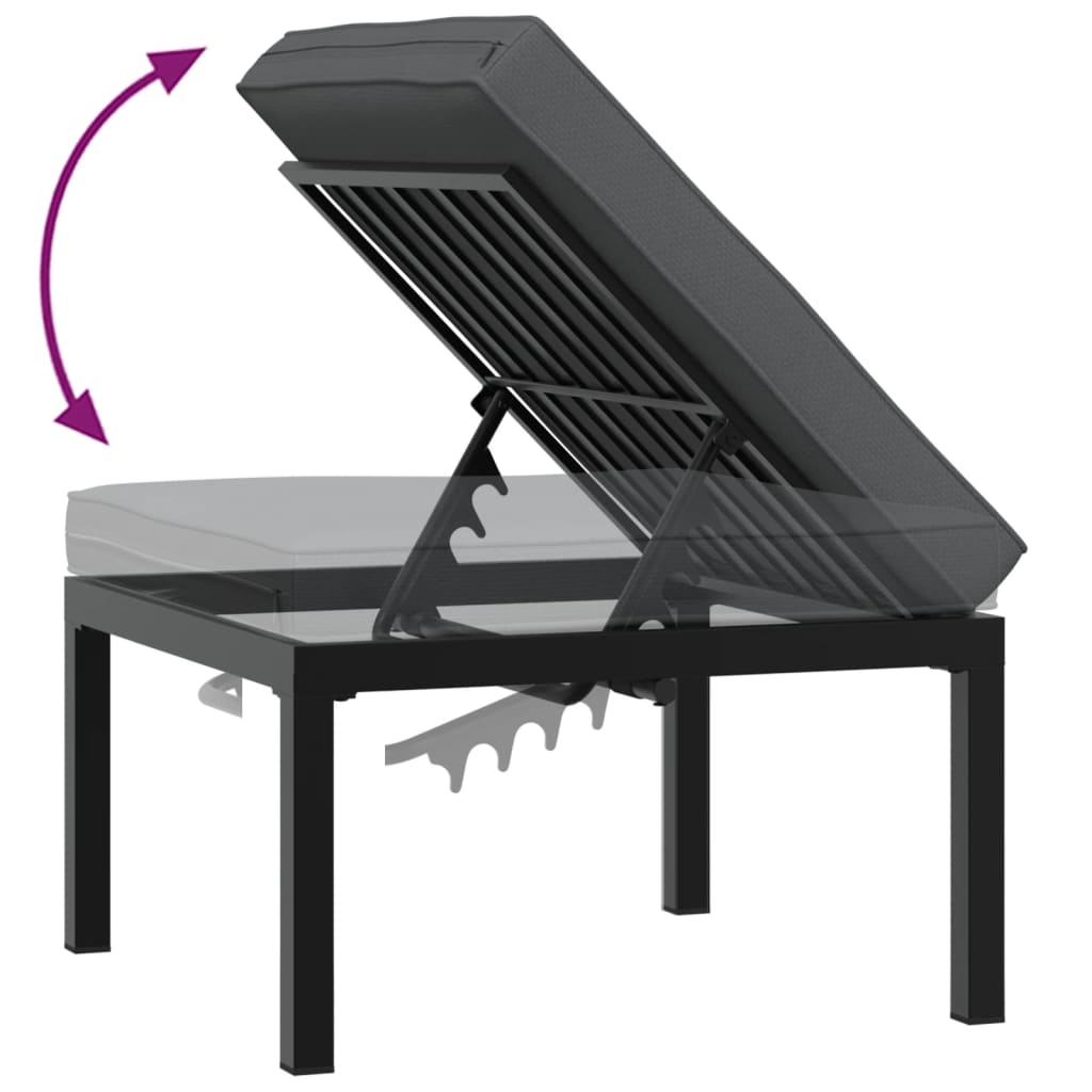 Trädgårdssoffa Med Dynor 4 Delar Svart Aluminium
