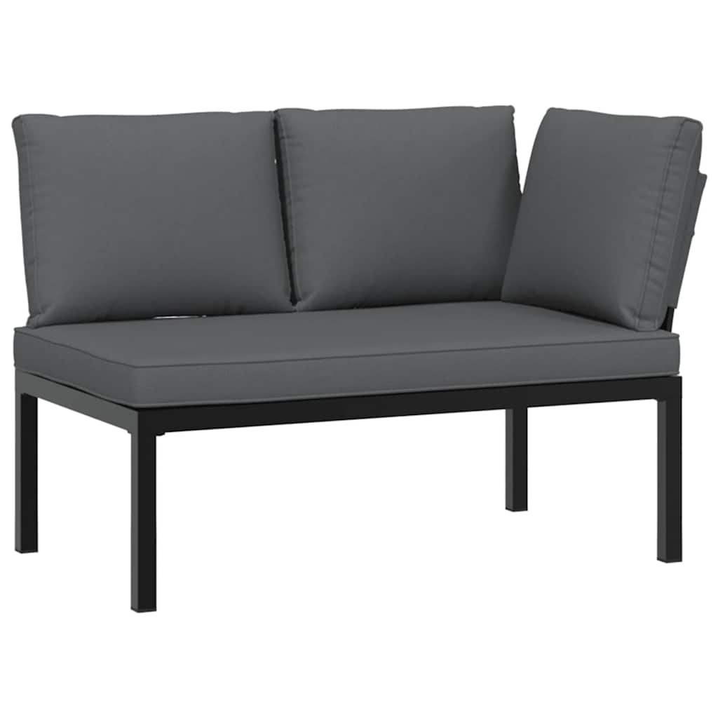 Trädgårdssoffa Med Dynor 4 Delar Svart Aluminium