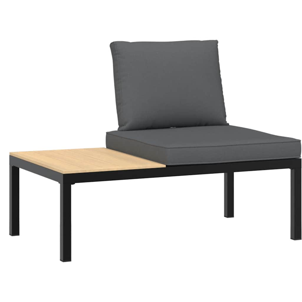Trädgårdssoffa Med Dynor 4 Delar Svart Aluminium