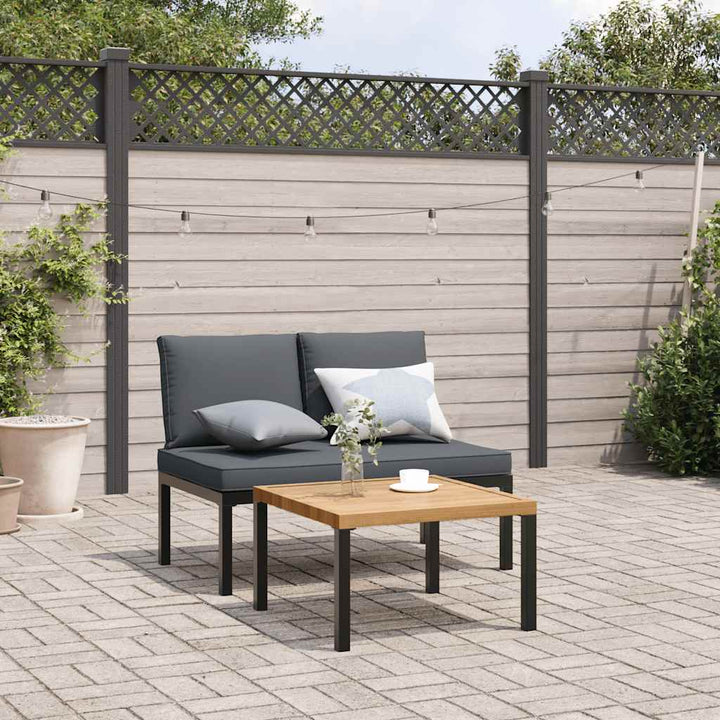Trädgårdssoffa Med Dynor 2 Delar Svart Aluminium