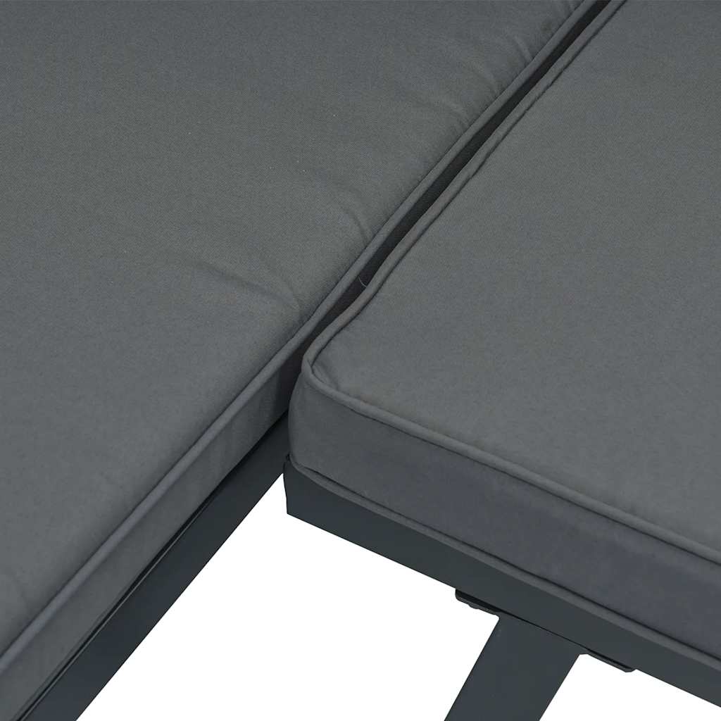 Trädgårdssoffa Med Dynor 2 Delar Svart Aluminium