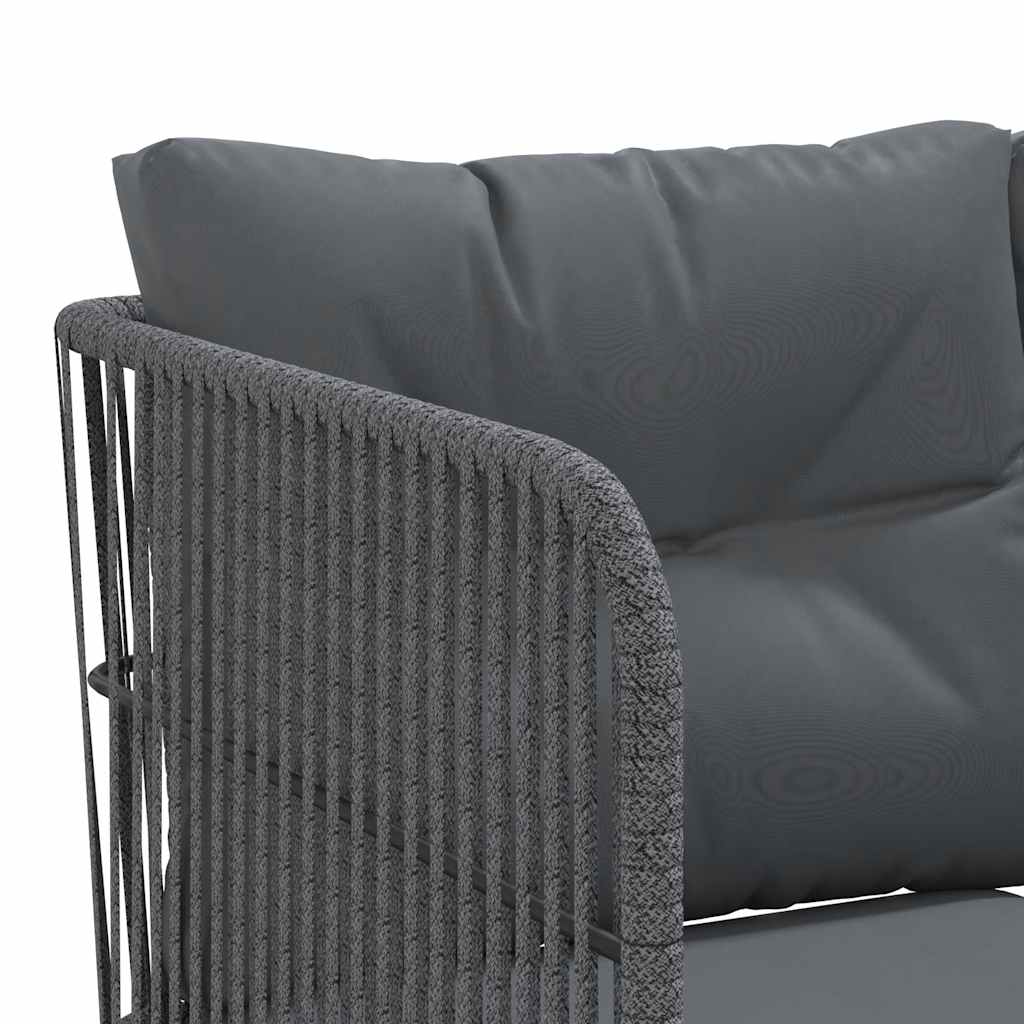 Trädgårdssoffa Med Dynor Svart Stål Och Textilen