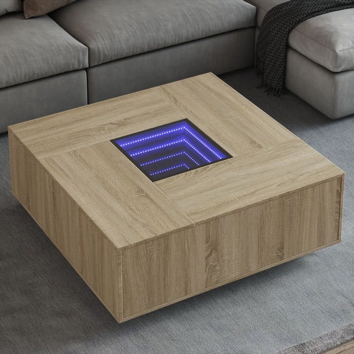 Soffbord Med Leds Sonoma-Ek Konstruerat Trä