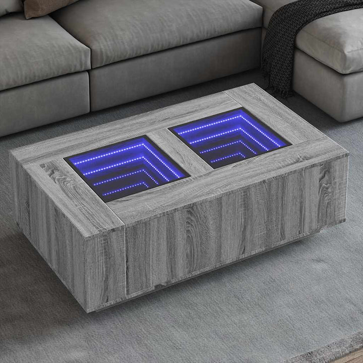 Soffbord Med Leds Sonoma-Ek Konstruerat Trä