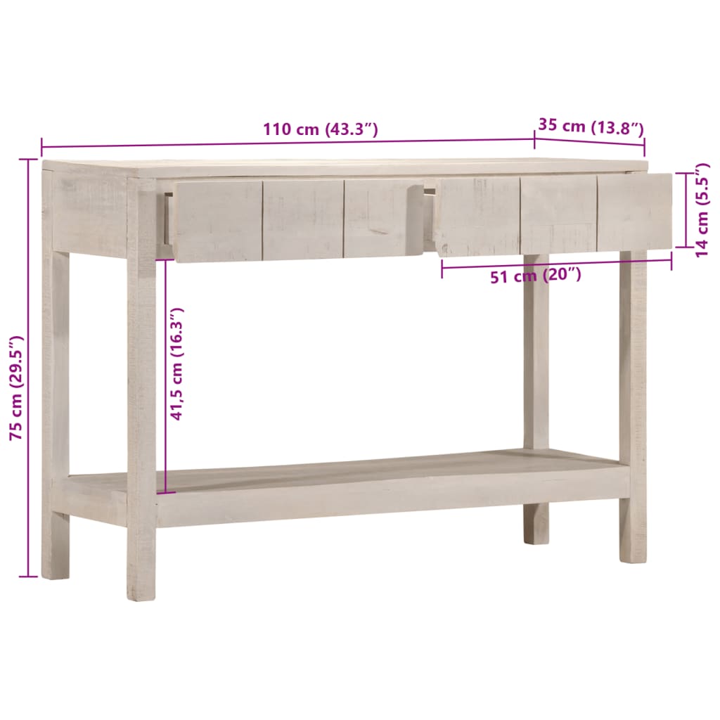 Konsolbord 110X35X75 Cm Massivt Mangoträ