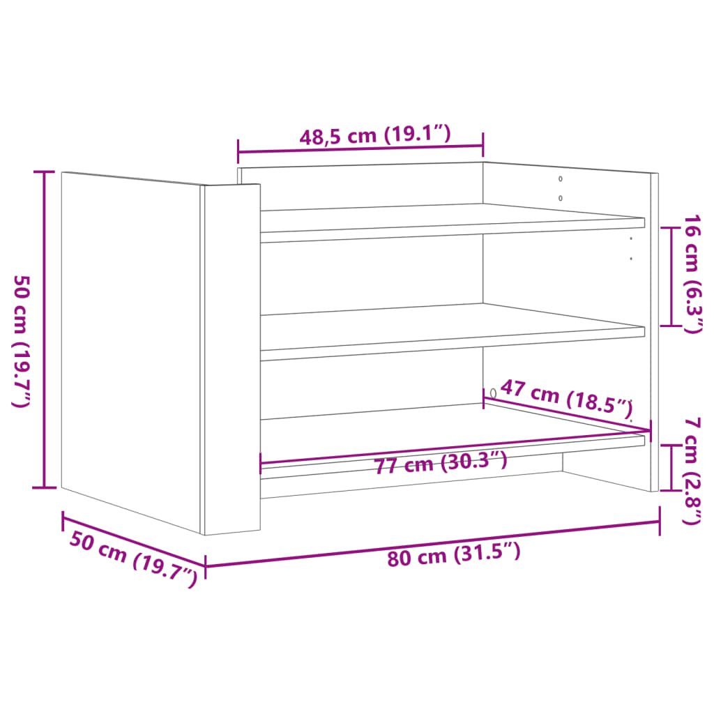 Soffbord Sonoma-Ek 80X50X50 Cm Konstruerat Trä