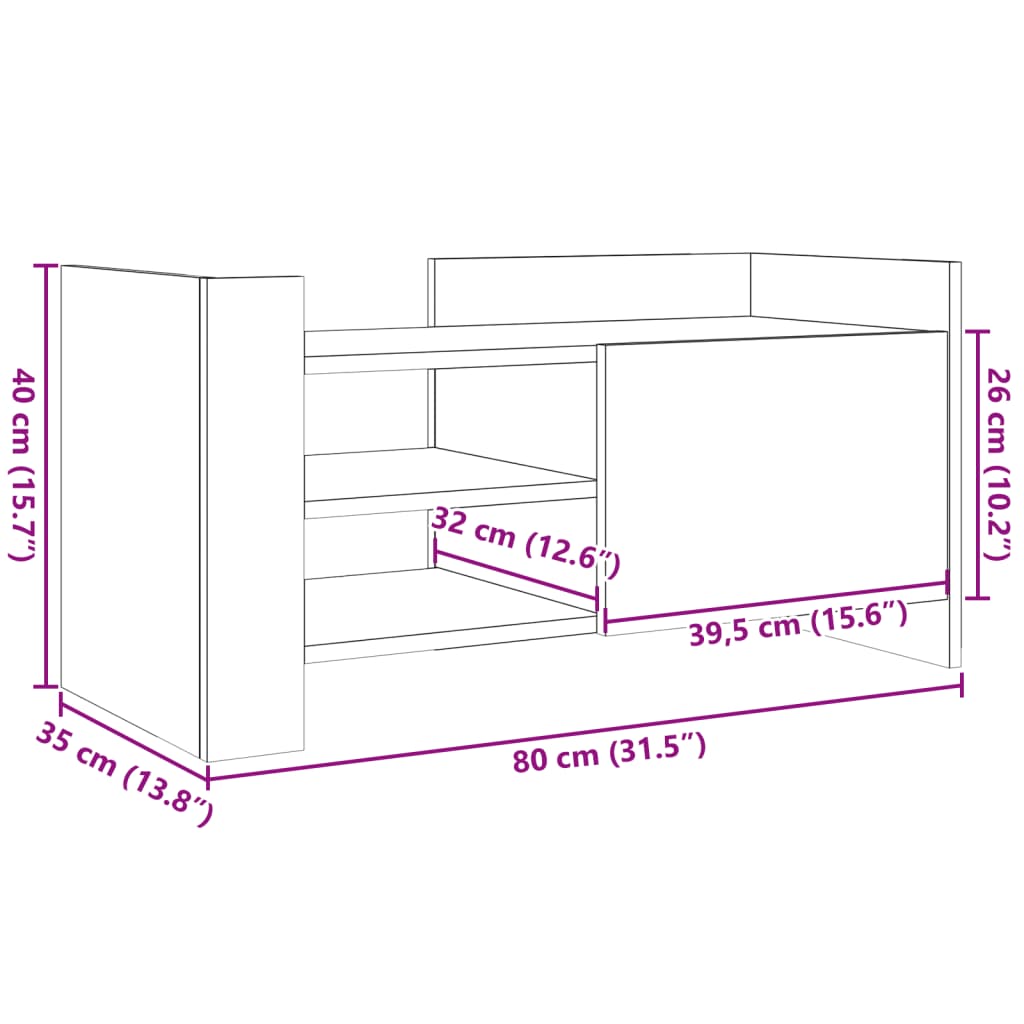 Tv-Bänk 80X35X40 Cm Konstruerat Trä