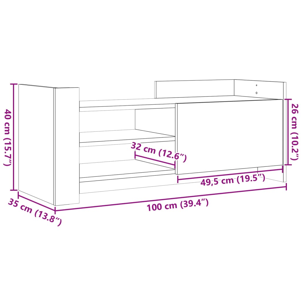 Tv-Bänk 100X35X40 Cm Konstruerat Trä