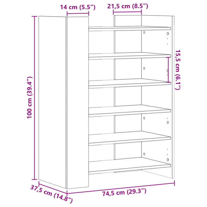 Skoställ 74,5X37,5X100 Cm Konstruerat Trä