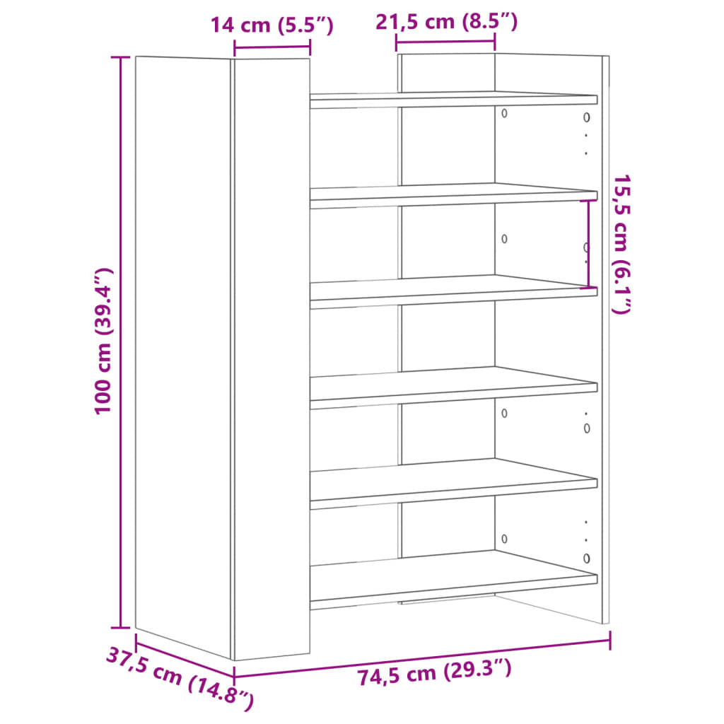 Skoställ 74,5X37,5X100 Cm Konstruerat Trä