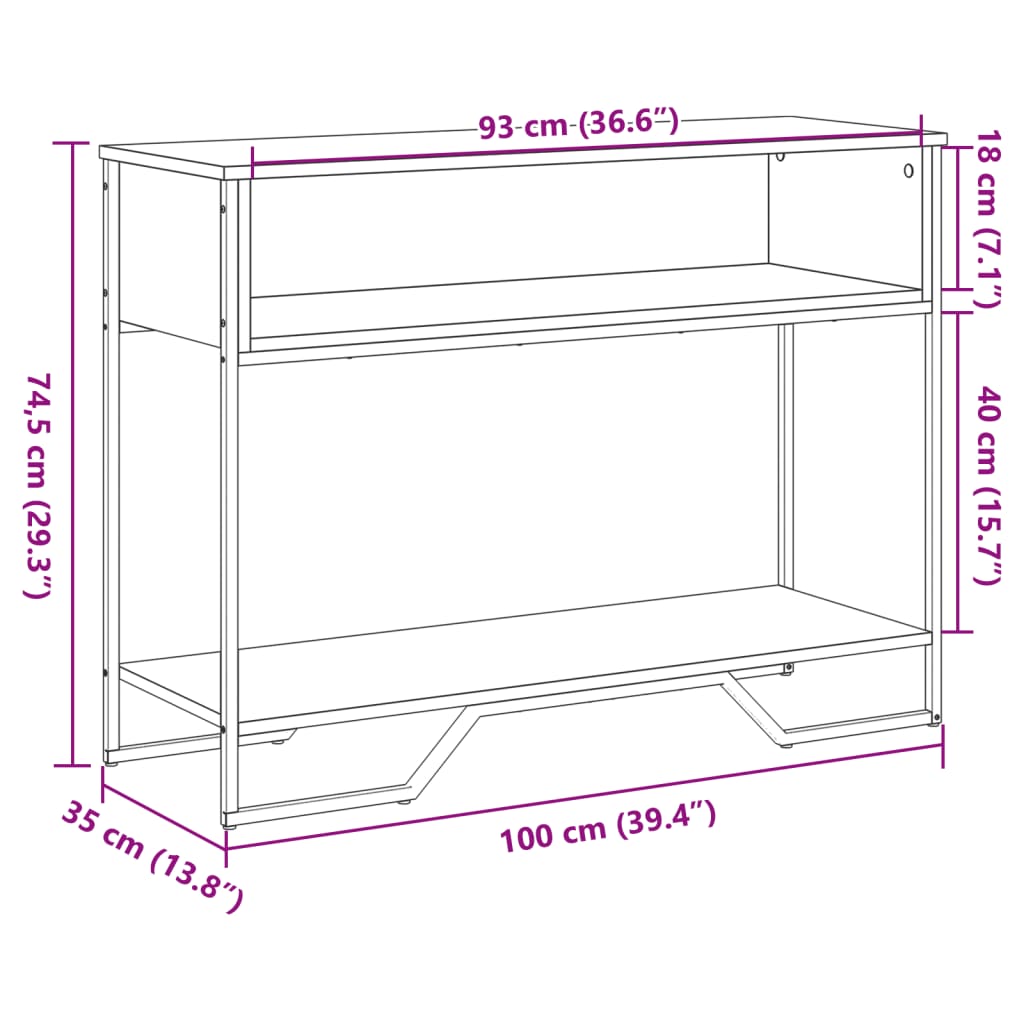 Avlastningsbord 100X35X74,5 Cm Konstruerat Trä