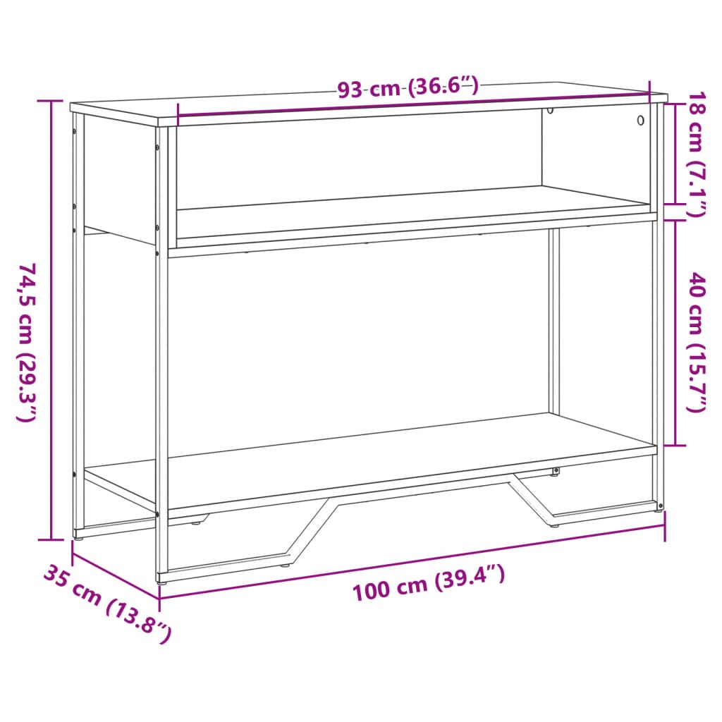 Avlastningsbord 100X35X74,5 Cm Konstruerat Trä