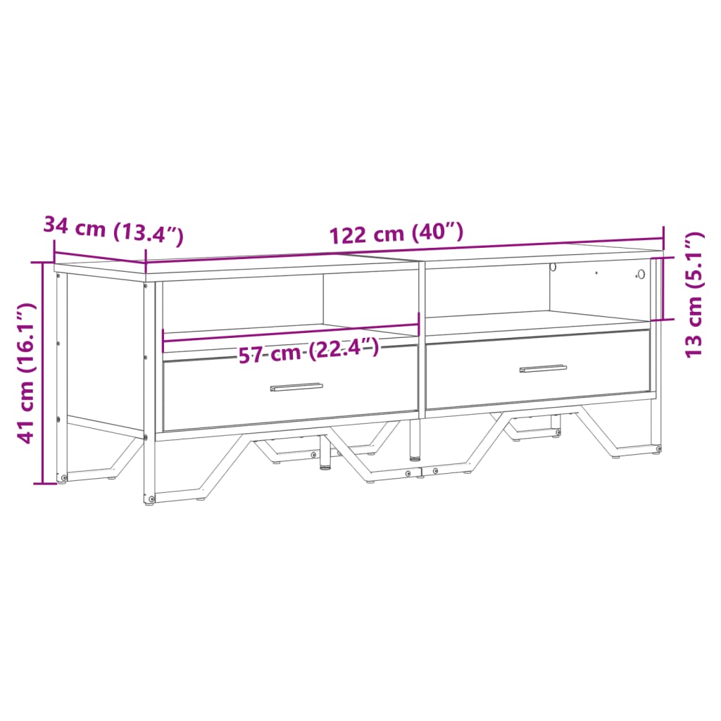 Tv-Bänk 122X34X41 Cm Konstruerat Trä