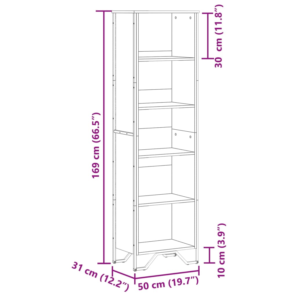 Bokhylla Sonoma-Ek 50X31X Konstruerat Trä