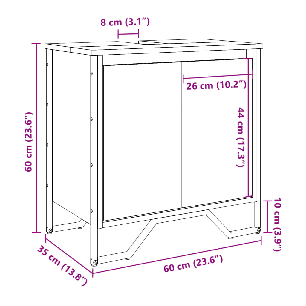 Tvättställsskåp 60X35X60 Cm Konstruerat Trä