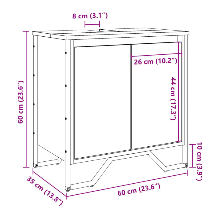 Tvättställsskåp 60X35X60 Cm Konstruerat Trä